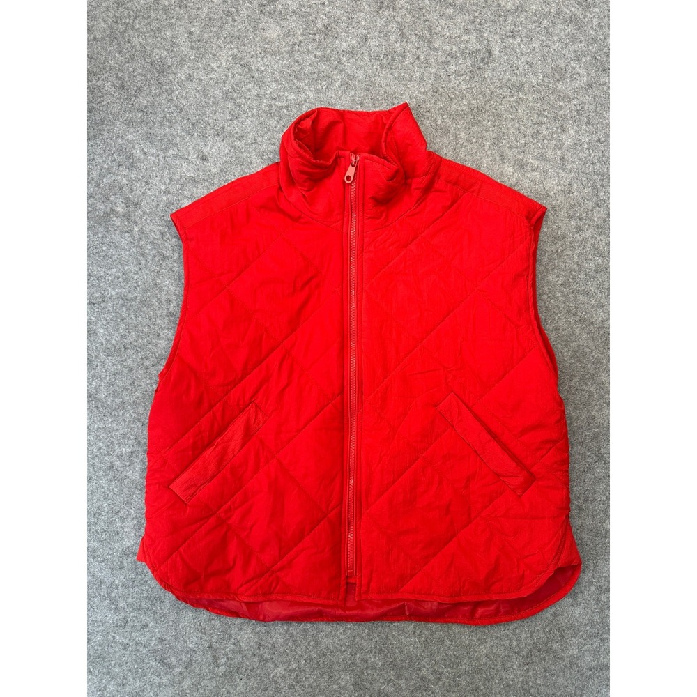 Lovepoem Baby-200 Quilted Vest Large Red‎ Solid Full Zip Lightweight Polyester
